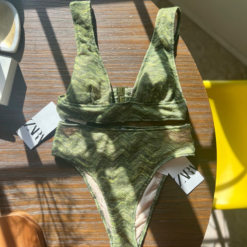 Zara two piece green swimsuit, brand new with tags.